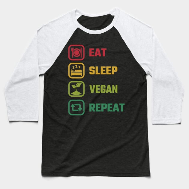 Eat Sleep Vegan Baseball T-Shirt by MZeeDesigns